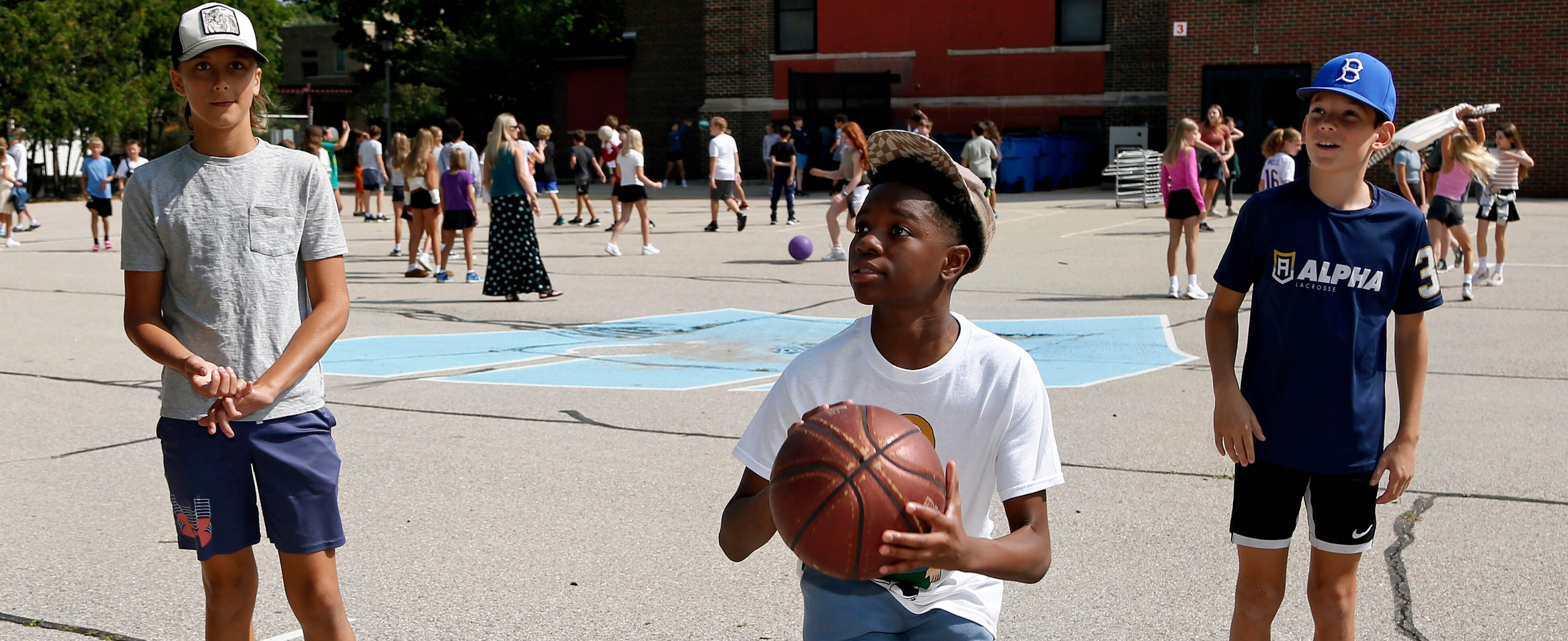 MS students playing on playground