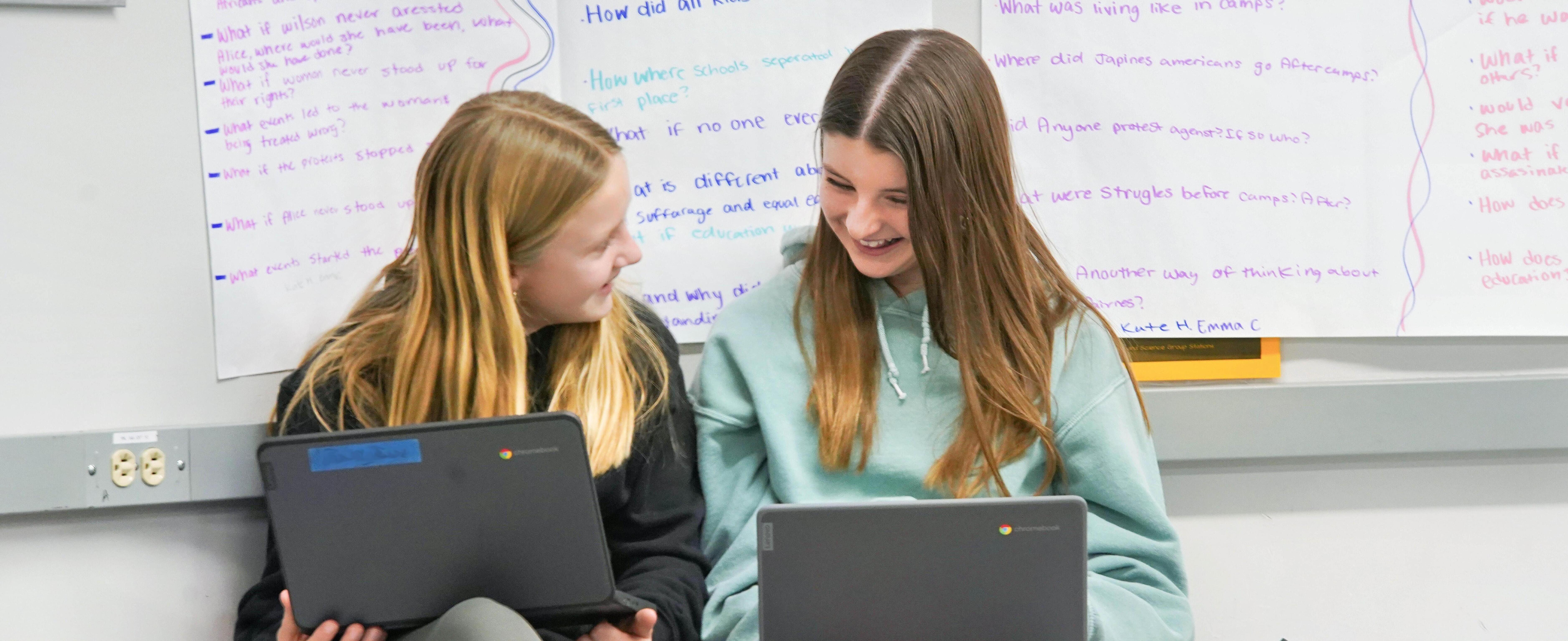 Students working on computers